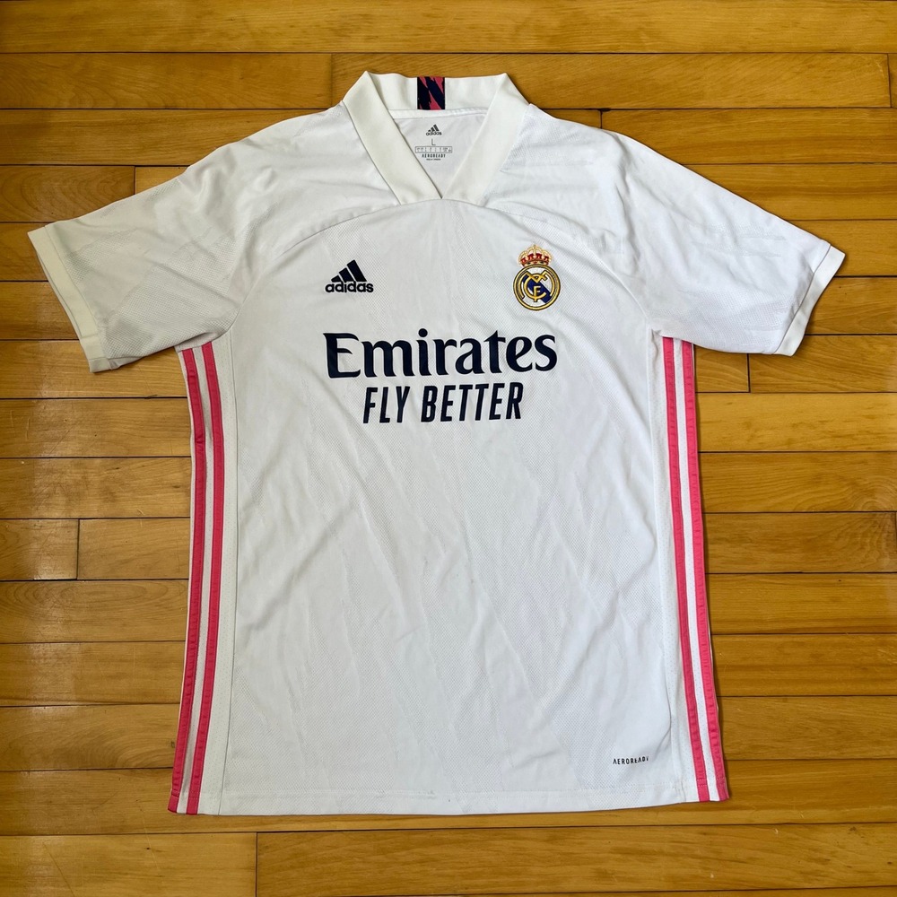 Adidas Real Madrid 2020-21 Home Jersey White Pink Aeroready Mens Large L